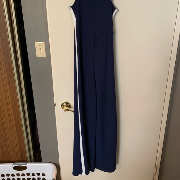 Navy blue with white stripe wide leg romper - Picture 11 of 11